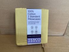 20 X BRAND NEW TESCO 100% COTTON YELLOW TWIN PILLOW CASES (672/20)