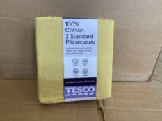 20 X BRAND NEW TESCO 100% COTTON YELLOW TWIN PILLOW CASES (673/20)