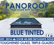 """Panoroof BLUE TINTED GLASS Triple Glazed Self Cleaning 1000x3000mm (inside Size Visable glass