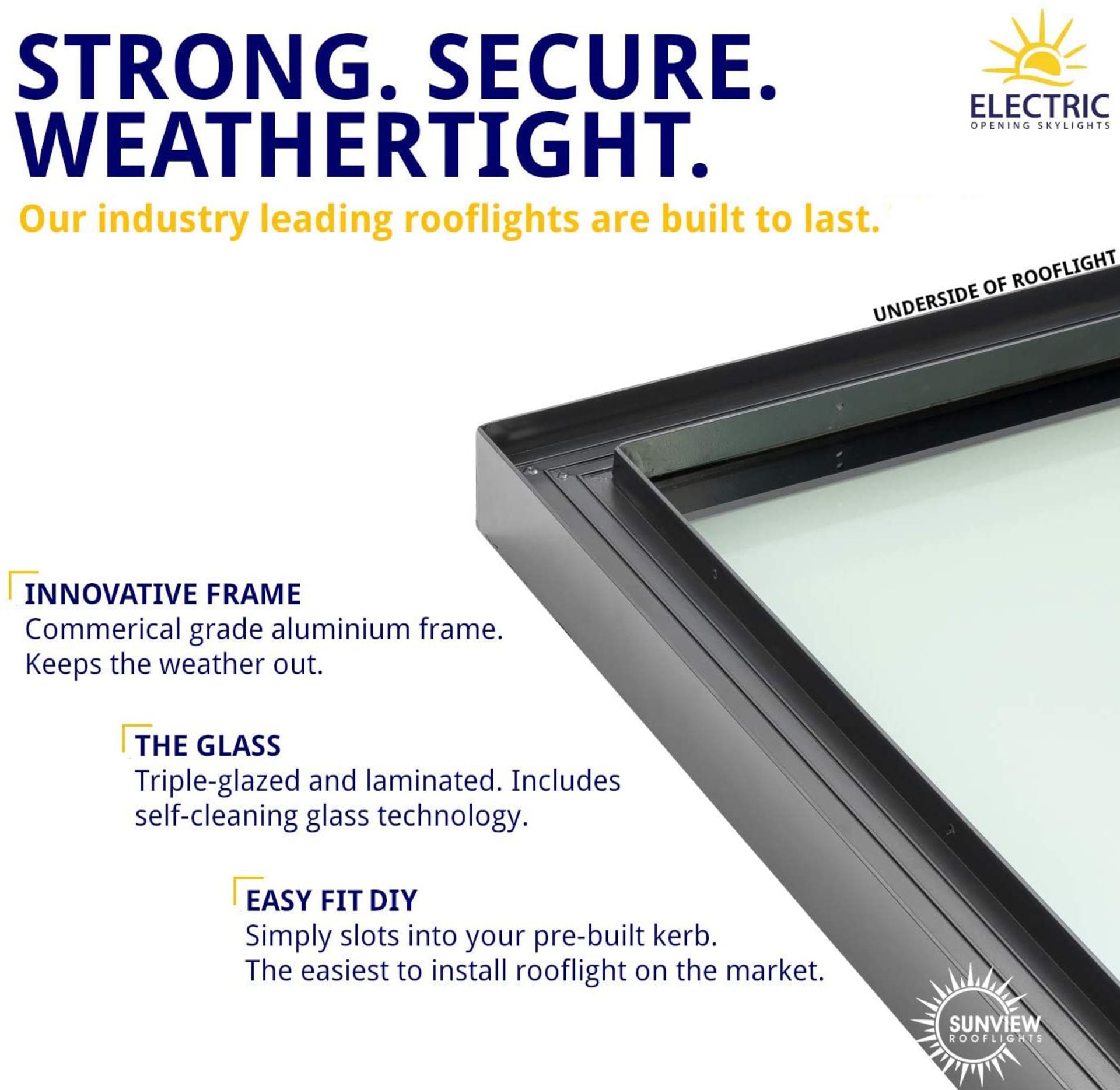 Panoroof (EOS) Fixed Aluminium Triple-Glazed Laminated Skylight with Self-Cleaning Glass - 1000x1000 - Image 2 of 6
