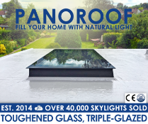 Panoroof 800x3000mm (inside Size Visable glass area) Seamless Glass Skylight Flat Roof Rooflight U