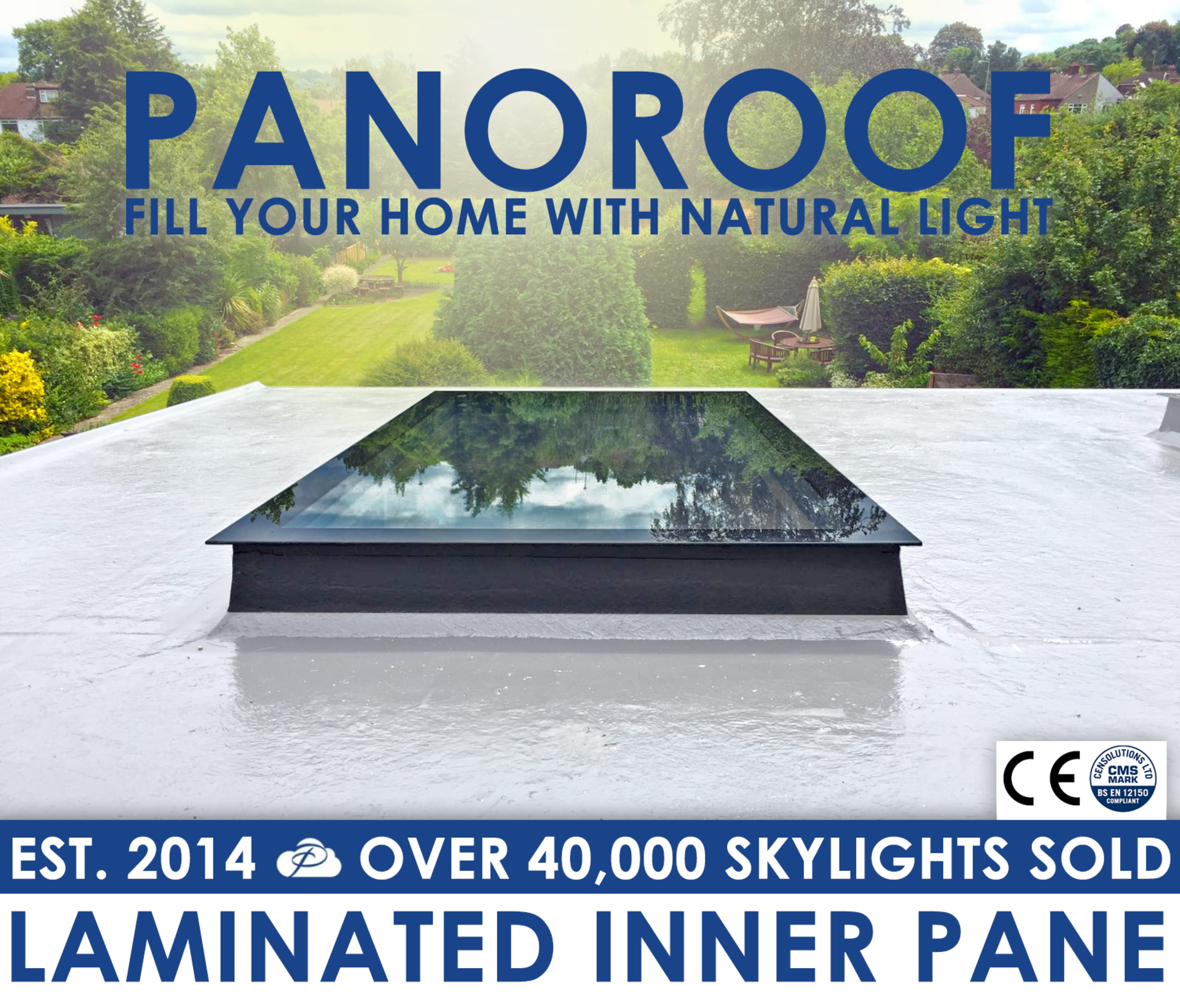 Panoroof 500x500mm Triple Glazed Self Cleaning WITH 8.8mm LAMINATED INNER PANE (inside Size