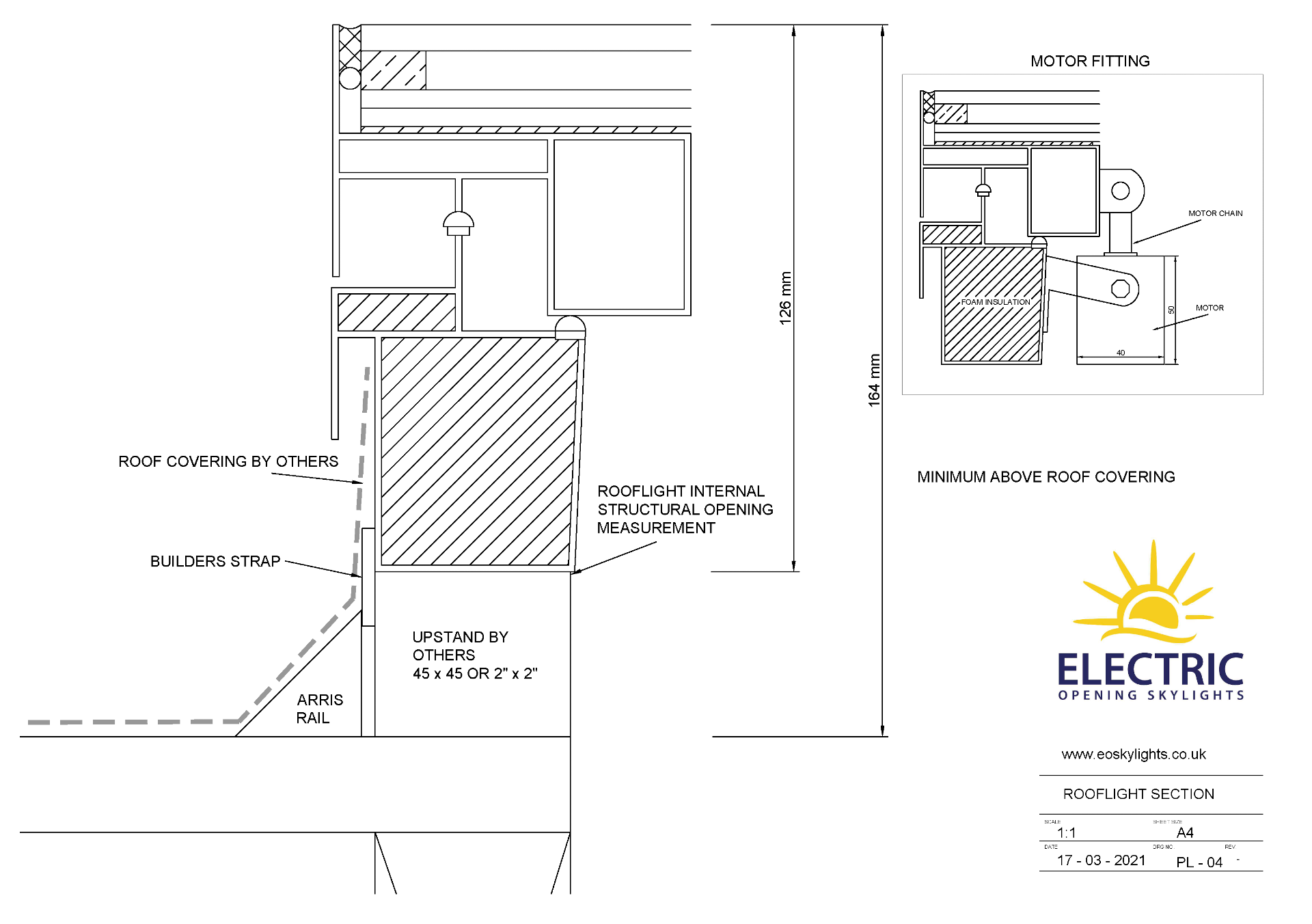 Panoroof (EOS) Electric Opening Skylight 1000x1500mm - Aluminiun Frame Double Glazed Laminated - Image 3 of 6