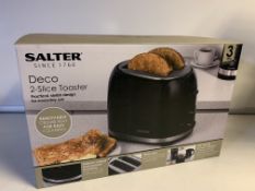 6 X BRAND NEW SALTER DECO 2 SLICE TOASTERS WITH REMOVABLE CRUMB TRAY FOR EASY CLEANING