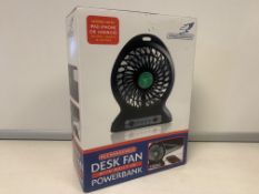 10 X NEW BOXED FALCON RECHARGEABLE DESK FAN WITH BUILT IN POWER BANK