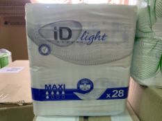 12 X BRAND NEW PACKS OF 28 ID LIGHT EXPERT MAXI PADS IN 2 BOXES (579/27)