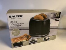 6 X BRAND NEW SALTER DECO 2 SLICE TOASTERS WITH REMOVABLE CRUMB TRAY FOR EASY CLEANING