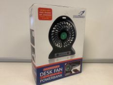 10 X NEW BOXED FALCON RECHARGEABLE DESK FAN WITH BUILT IN POWER BANK