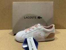 (NO VAT) 5 X BRAND NEW LACOSTE PINK AND WHITE TRAINERS SIZE i9