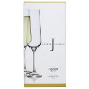 5 X NEW BOXED SETS OF 4 JASPER CONRAN CRYSTAL CALVELLO FLUTES. 200ML DISHWASHER SAFE. PRICE MARKED