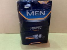 18 X BRAND NEW PACKS OF 16 TENA MEN ABSORBENT PROTECTOR LEVEL 3 PADS IN 3 BOXES