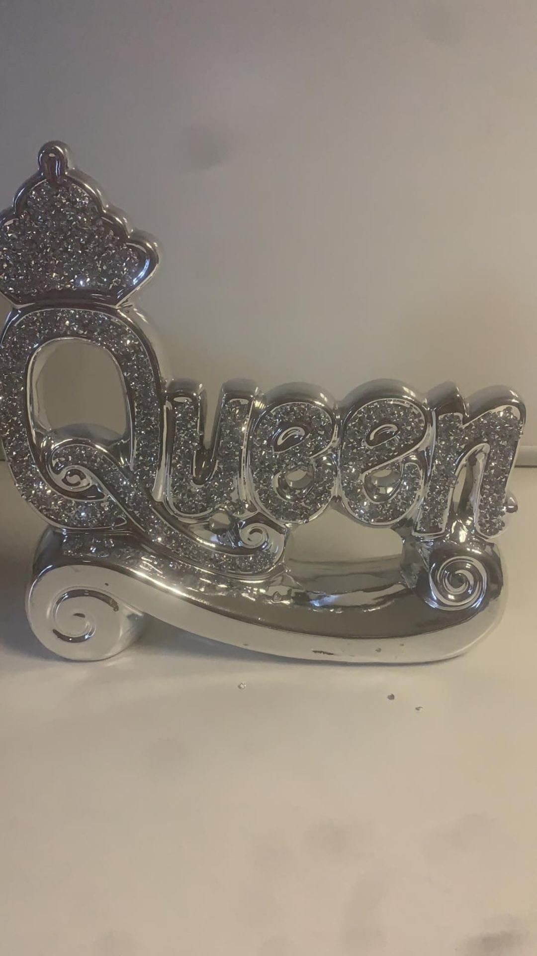 LARGE QUEEN SILVER BLING ORNAMENT
