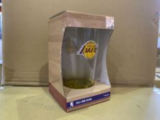 25 X BRAND NEW INDIVIDUALLY RETAIL PACKAGED LA LAKERS 160Z GLASS (1245/27)