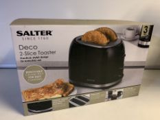 6 X BRAND NEW SALTER DECO 2 SLICE TOASTERS WITH REMOVABLE CRUMB TRAY FOR EASY CLEANING