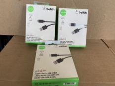 24 X BRAND NEW BELKIN CHARGING CABLES/UNIVERSAL CAR CHARGERS