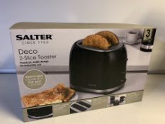 6 X BRAND NEW SALTER DECO 2 SLICE TOASTERS WITH REMOVABLE CRUMB TRAY FOR EASY CLEANING