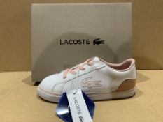 (NO VAT) 5 X BRAND NEW LACOSTE PINK AND WHITE TRAINERS SIZE i9
