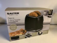 6 X BRAND NEW SALTER DECO 2 SLICE TOASTERS WITH REMOVABLE CRUMB TRAY FOR EASY CLEANING