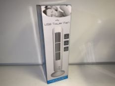 10 X NEW BOXED LARGE USB TOWER FAN. 2 X SPEEDS, USB POWERED. RRP £19.99 EACH