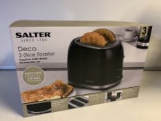 6 X BRAND NEW SALTER DECO 2 SLICE TOASTERS WITH REMOVABLE CRUMB TRAY FOR EASY CLEANING