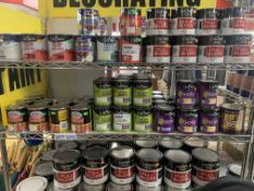 PAINT LOT INCLUDING SANDTEX EXTERIOR GLOSS, CROWN ONE COAT 750ML TINS APPROX 40 TINS