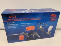 5 X BRAND NEW BOXED 5 PIECE AIR TOOLS KIT GRAVITY SPRAY GUNS