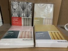 16 X VARIOUS BRAND NEW SINGLE CURTAINS IN VARIOUS STYLES AND SIZES