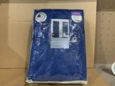 5 X BRAND NEW THE ELEGANCE COLLECTION BASKETWEAVE BLUE CURTAINS SIZE 90 X 72 INCHES (229 X 183CM)