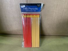 72 X BRAND NEW PACKS OF 12 HB PENCILS WITH ERASER TIPS