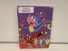 12 X NEW SEALED SETS OF DORA THE EXPLORA CURTAIN SETS. SIZE: 66x54 INCH - COMES COMPLETE WITH