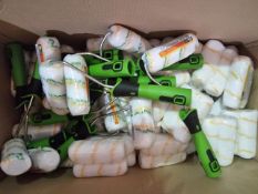 104 X NEW MIXED DECORATING ITEMS TO INCLUDE ROLLERS, ROLLER SLEEVES ETC