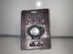 48 X NEW PACKAGED ENZO 19 LED HEAD TORCHES