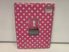 14 X NEW SEALED SETS OF THE ELEGANCE COLLECTION POLKA DOT PINK TAPE CURTAINS. SIZE: 46 x 54 INCH