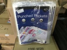 120 X BRAND NEW PACKS OF 40 PUNCHED HOLE PLASTIC POCKETS