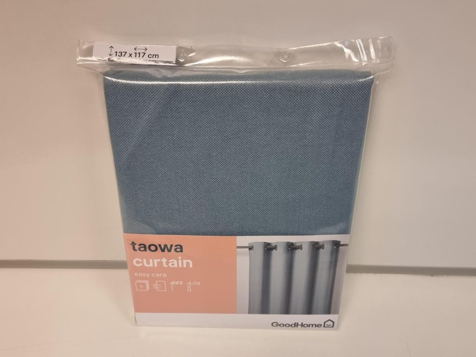 8 X BRAND NEW PACKAGED TAOWA CURTAIN - GREY BLUE - SIZE: 137 x 117CM