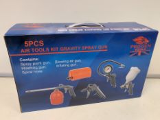 5 X BRAND NEW BOXED 5 PIECE AIR TOOLS KIT GRAVITY SPRAY GUNS