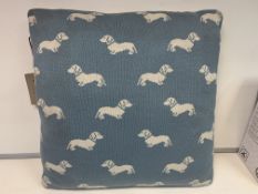 8 X BRAND NEW EMILY BOND DACHSHUND BLUE KNITTED CUSHIONS 50 X 50CM RRP £40 EACH