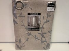 10 X BRAND NEW THE ELEGANCE COLLECTION TRAVELLING LEAF SILVER PRINTED EYELET CURTAINS 168 X 183CM