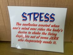 92 X BRAND NEW PACKS OF 20 STRESS SIGNS