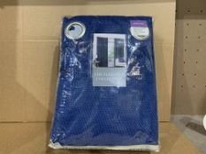 5 X BRAND NEW THE ELEGANCE COLLECTION BASKETWEAVE BLUE CURTAINS SIZE 90 X 72 INCHES (229 X 183CM)