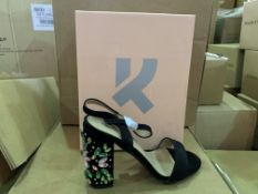 14 X BRAND NEW RETAIL BOXED KOI COUTURE BLACK SUEDE HIGH HEEL FASHION SHOES WITH JEWELLS IN RATIO