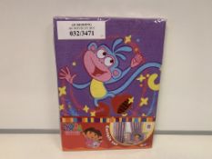 12 X NEW SEALED SETS OF DORA THE EXPLORA CURTAIN SETS. SIZE: 66x54 INCH - COMES COMPLETE WITH