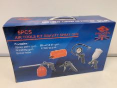 5 X BRAND NEW BOXED 5 PIECE AIR TOOLS KIT GRAVITY SPRAY GUNS