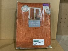 6 X BRAND NEW THE ELEGANCE COLLECTION BASKETWEAVE ORANGE CURTAINS SIZE 90 X 72 INCHES (229 X 183CM)