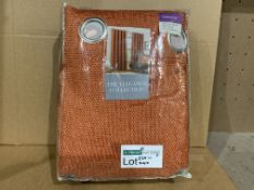 6 X BRAND NEW THE ELEGANCE COLLECTION BASKETWEAVE ORANGE CURTAINS SIZE 90 X 72 INCHES (229 X 183CM)