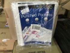 60 X BRAND NEW PACKS OF 80 PUNCHED HOLE PLASTIC POCKETS