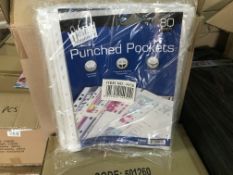 60 X BRAND NEW PACKS OF 80 PUNCHED HOLE PLASTIC POCKETS