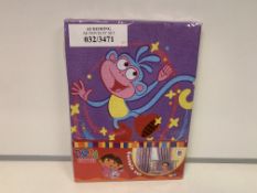 12 X NEW SEALED SETS OF DORA THE EXPLORA CURTAIN SETS. SIZE: 66x54 INCH - COMES COMPLETE WITH