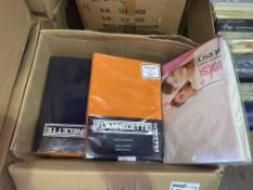 14 X VARIOUS BRAND NEW PIECES OF BEDDING INCLUDING FLANELETTES, MIMOSA FILLED SHEETS ETC