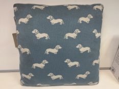 8 X BRAND NEW EMILY BOND DACHSHUND BLUE KNITTED CUSHIONS 50 X 50CM RRP £40 EACH